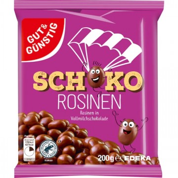 GUT GÜNSTIG razinos šokolade 200 g 